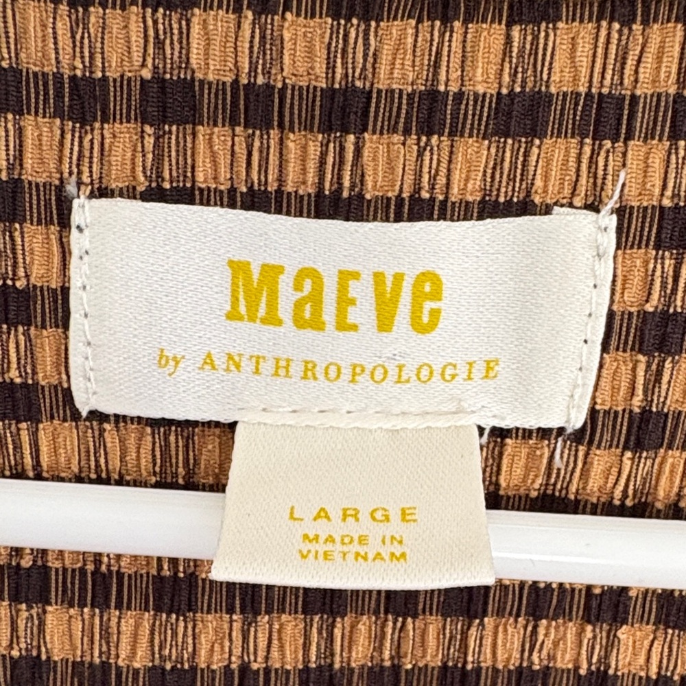 Anthropologie Brown and Black Striped Ruffle Collar Sleeveless Top - Picture 2 of 4